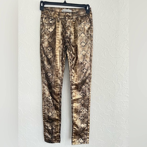 BLUE CONNECTION Brown Snake Skin Pattern Pants - Size Women's 5-6/30 NICE - Picture 1 of 5